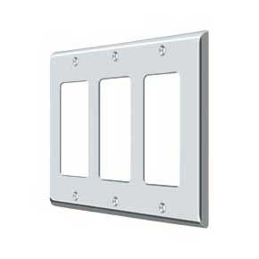 Deltana [SWP4740U26] Solid Brass Wall Switch Plate Cover - Triple Rocker - Polished Chrome Finish