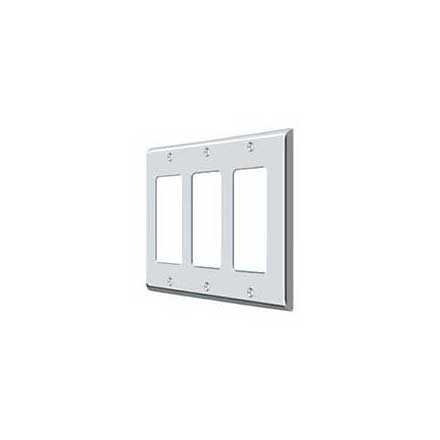 Deltana [SWP4740U26] Solid Brass Wall Switch Plate Cover - Triple Rocker - Polished Chrome Finish