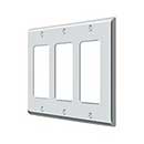 Deltana [SWP4740U26] Solid Brass Wall Switch Plate Cover - Triple Rocker - Polished Chrome Finish