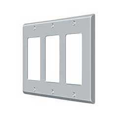 Deltana [SWP4740U26D] Solid Brass Wall Switch Plate Cover - Triple Rocker - Brushed Chrome Finish