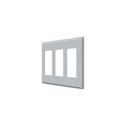 Deltana [SWP4740U26D] Solid Brass Wall Switch Plate Cover - Triple Rocker - Brushed Chrome Finish