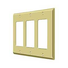 Deltana [SWP4740U3] Solid Brass Wall Switch Plate Cover - Triple Rocker - Polished Brass Finish