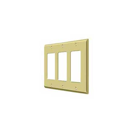 Deltana [SWP4740U3] Solid Brass Wall Switch Plate Cover - Triple Rocker - Polished Brass Finish