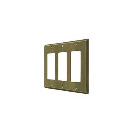 Deltana [SWP4740U5] Solid Brass Wall Switch Plate Cover - Triple Rocker - Antique Brass Finish