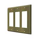 Deltana [SWP4740U5] Solid Brass Wall Switch Plate Cover - Triple Rocker - Antique Brass Finish