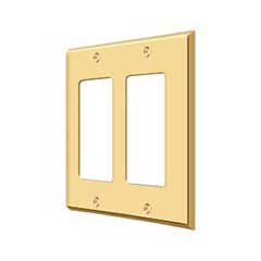 Deltana [SWP4741CR003] Solid Brass Wall Switch Plate Cover - Double Rocker - Polished Brass (PVD) Finish