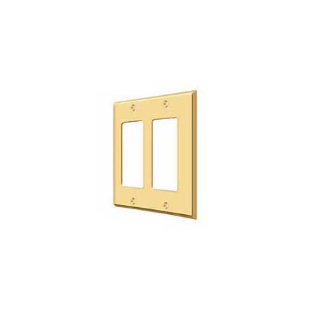 Deltana [SWP4741CR003] Solid Brass Wall Switch Plate Cover - Double Rocker - Polished Brass (PVD) Finish