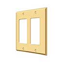 Deltana [SWP4741CR003] Solid Brass Wall Switch Plate Cover - Double Rocker - Polished Brass (PVD) Finish