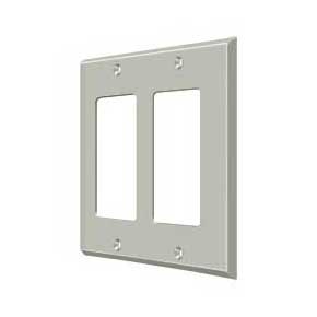 Deltana [SWP4741U15] Solid Brass Wall Switch Plate Cover - Double Rocker - Brushed Nickel Finish