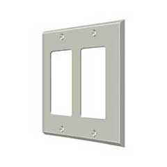 Deltana [SWP4741U15] Solid Brass Wall Switch Plate Cover - Double Rocker - Brushed Nickel Finish