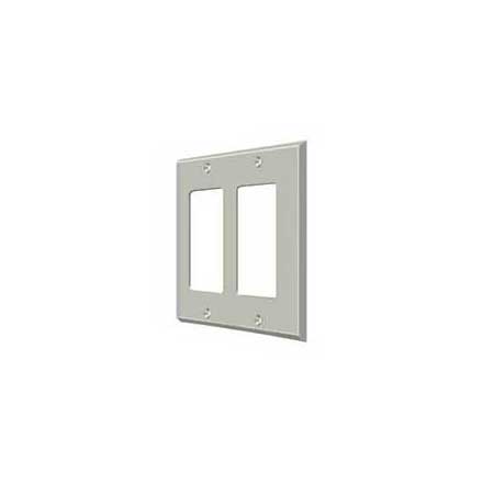 Deltana [SWP4741U15] Solid Brass Wall Switch Plate Cover - Double Rocker - Brushed Nickel Finish