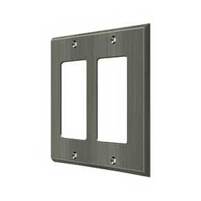 Deltana [SWP4741U15A] Solid Brass Wall Switch Plate Cover - Double Rocker - Antique Nickel Finish