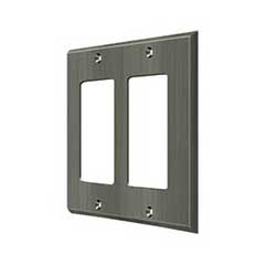 Deltana [SWP4741U15A] Solid Brass Wall Switch Plate Cover - Double Rocker - Antique Nickel Finish
