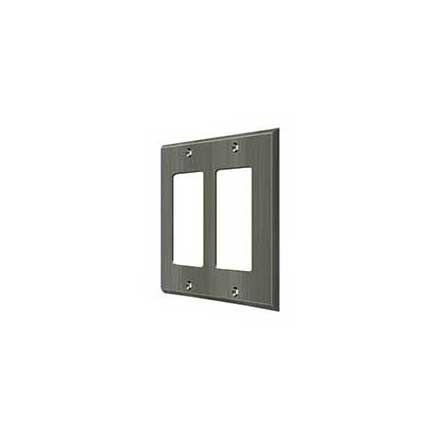 Deltana [SWP4741U15A] Solid Brass Wall Switch Plate Cover - Double Rocker - Antique Nickel Finish