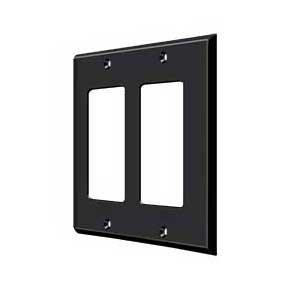 Deltana [SWP4741U19] Solid Brass Wall Switch Plate Cover - Double Rocker - Paint Black Finish