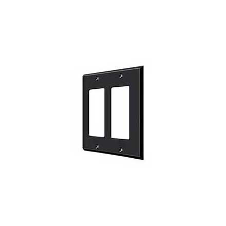 Deltana [SWP4741U19] Solid Brass Wall Switch Plate Cover - Double Rocker - Paint Black Finish