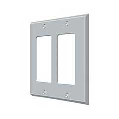Deltana [SWP4741U26D] Solid Brass Wall Switch Plate Cover - Double Rocker - Brushed Chrome Finish