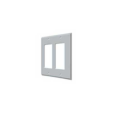 Deltana [SWP4741U26D] Solid Brass Wall Switch Plate Cover - Double Rocker - Brushed Chrome Finish