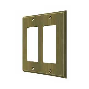 Deltana [SWP4741U5] Solid Brass Wall Switch Plate Cover - Double Rocker - Antique Brass Finish