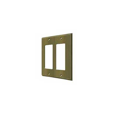 Deltana [SWP4741U5] Solid Brass Wall Switch Plate Cover - Double Rocker - Antique Brass Finish
