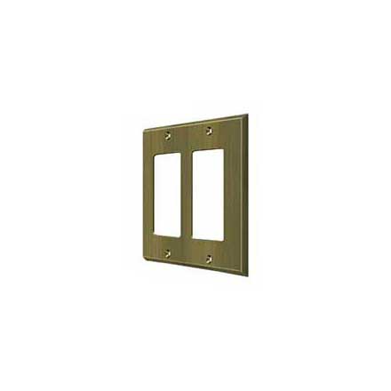 Deltana [SWP4741U5] Solid Brass Wall Switch Plate Cover - Double Rocker - Antique Brass Finish