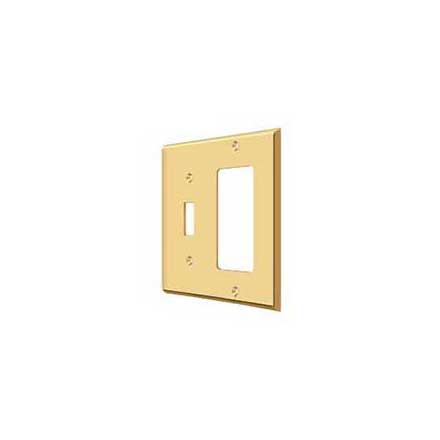 Deltana [SWP4743CR003] Solid Brass Wall Switch Plate Cover - Single Switch / Rocker- Polished Brass (PVD) Finish