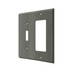 Deltana [SWP4743U15A] Solid Brass Wall Switch Plate Cover - Single Switch / Rocker- Antique Nickel Finish