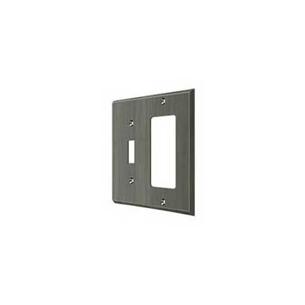 Deltana [SWP4743U15A] Solid Brass Wall Switch Plate Cover - Single Switch / Rocker- Antique Nickel Finish