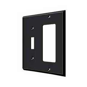 Deltana [SWP4743U19] Solid Brass Wall Switch Plate Cover - Single Switch / Rocker- Paint Black Finish