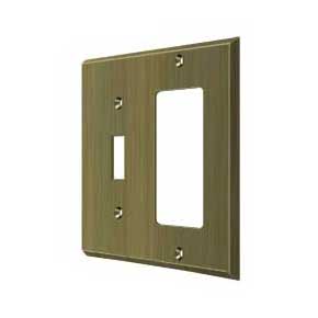 Deltana [SWP4743U5] Solid Brass Wall Switch Plate Cover - Single Switch / Rocker- Antique Brass Finish