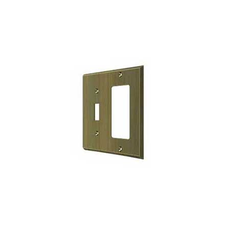 Deltana [SWP4743U5] Solid Brass Wall Switch Plate Cover - Single Switch / Rocker- Antique Brass Finish