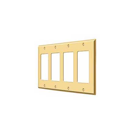 Deltana [SWP4744CR003] Solid Brass Wall Switch Plate Cover - Quadruple Rocker - Polished Brass (PVD) Finish