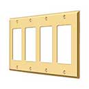 Deltana [SWP4744CR003] Solid Brass Wall Switch Plate Cover - Quadruple Rocker - Polished Brass (PVD) Finish
