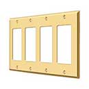 Deltana [SWP4744CR003] Solid Brass Wall Switch Plate Cover - Quadruple Rocker - Polished Brass (PVD) Finish