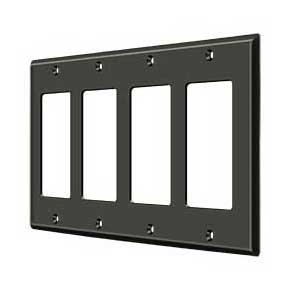 Deltana [SWP4744U10B] Solid Brass Wall Switch Plate Cover - Quadruple Rocker - Oil Rubbed Bronze Finish