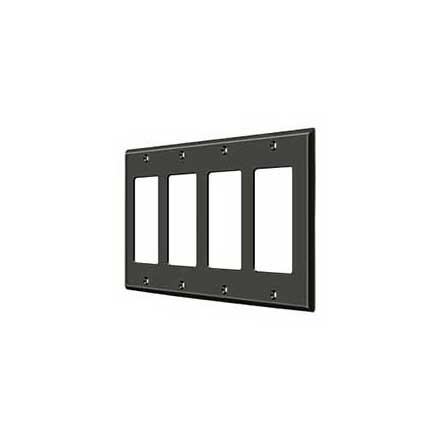 Deltana [SWP4744U10B] Solid Brass Wall Switch Plate Cover - Quadruple Rocker - Oil Rubbed Bronze Finish