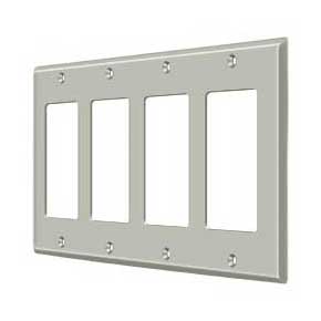 Deltana [SWP4744U15] Solid Brass Wall Switch Plate Cover - Quadruple Rocker - Brushed Nickel Finish