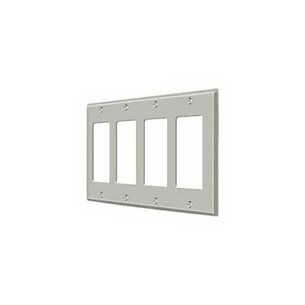 Deltana [SWP4744U15] Solid Brass Wall Switch Plate Cover - Quadruple Rocker - Brushed Nickel Finish
