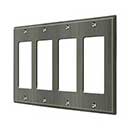 Deltana [SWP4744U15A] Solid Brass Wall Switch Plate Cover - Quadruple Rocker - Antique Nickel Finish