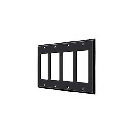 Deltana [SWP4744U19] Solid Brass Wall Switch Plate Cover - Quadruple Rocker - Paint Black Finish