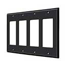 Deltana [SWP4744U19] Solid Brass Wall Switch Plate Cover - Quadruple Rocker - Paint Black Finish