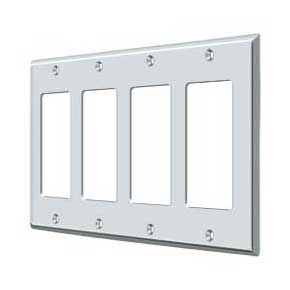 Deltana [SWP4744U26] Solid Brass Wall Switch Plate Cover - Quadruple Rocker - Polished Chrome Finish