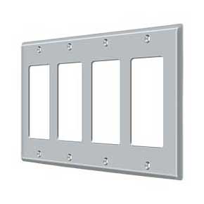 Deltana [SWP4744U26D] Solid Brass Wall Switch Plate Cover - Quadruple Rocker - Brushed Chrome Finish