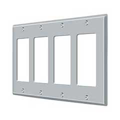 Deltana [SWP4744U26D] Solid Brass Wall Switch Plate Cover - Quadruple Rocker - Brushed Chrome Finish