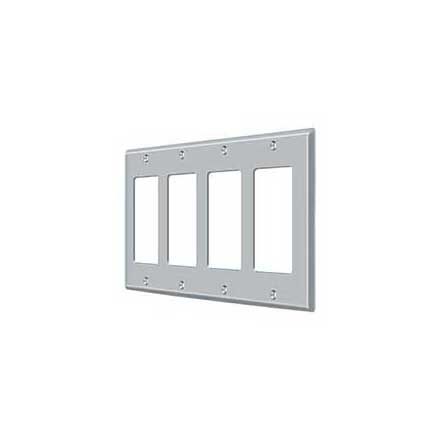 Deltana [SWP4744U26D] Solid Brass Wall Switch Plate Cover - Quadruple Rocker - Brushed Chrome Finish