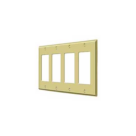 Deltana [SWP4744U3] Solid Brass Wall Switch Plate Cover - Quadruple Rocker - Polished Brass Finish