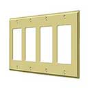 Deltana [SWP4744U3] Solid Brass Wall Switch Plate Cover - Quadruple Rocker - Polished Brass Finish