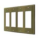 Deltana [SWP4744U5] Solid Brass Wall Switch Plate Cover - Quadruple Rocker - Antique Brass Finish