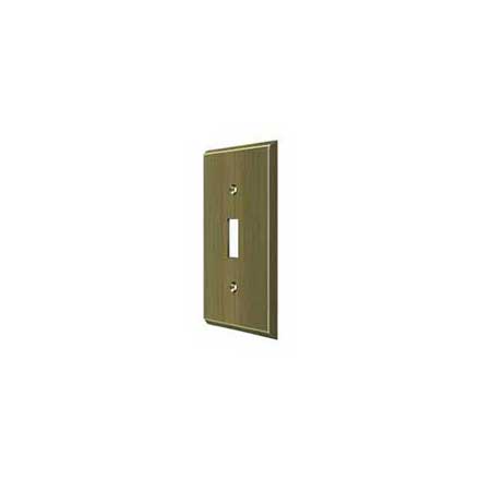 Deltana [SWP4751U5] Solid Brass Wall Switch Plate Cover - Single Standard - Antique Brass Finish