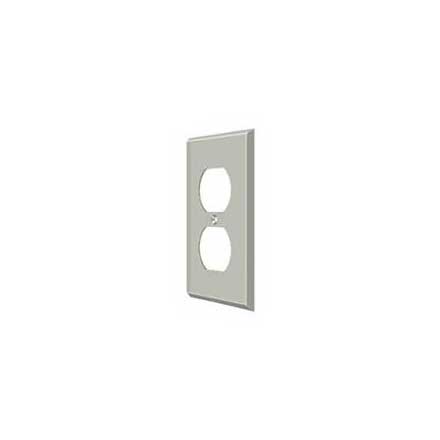 Deltana [SWP4752U15] Solid Brass Wall Plug Plate Cover - Double Outlet - Brushed Nickel Finish
